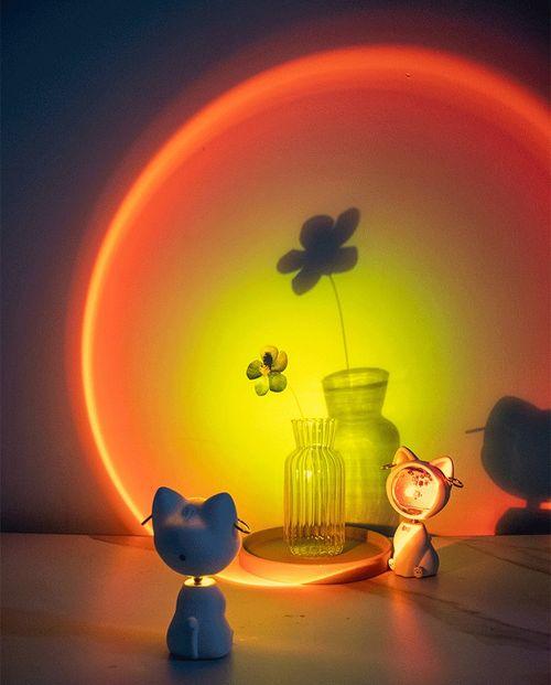 网红落日灯鱼缸效果图,网红爆款家居新宠